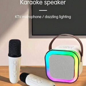 Portable Bluetooth Karaoke Speaker – Dual Mics + Colourful Lights-Brand New